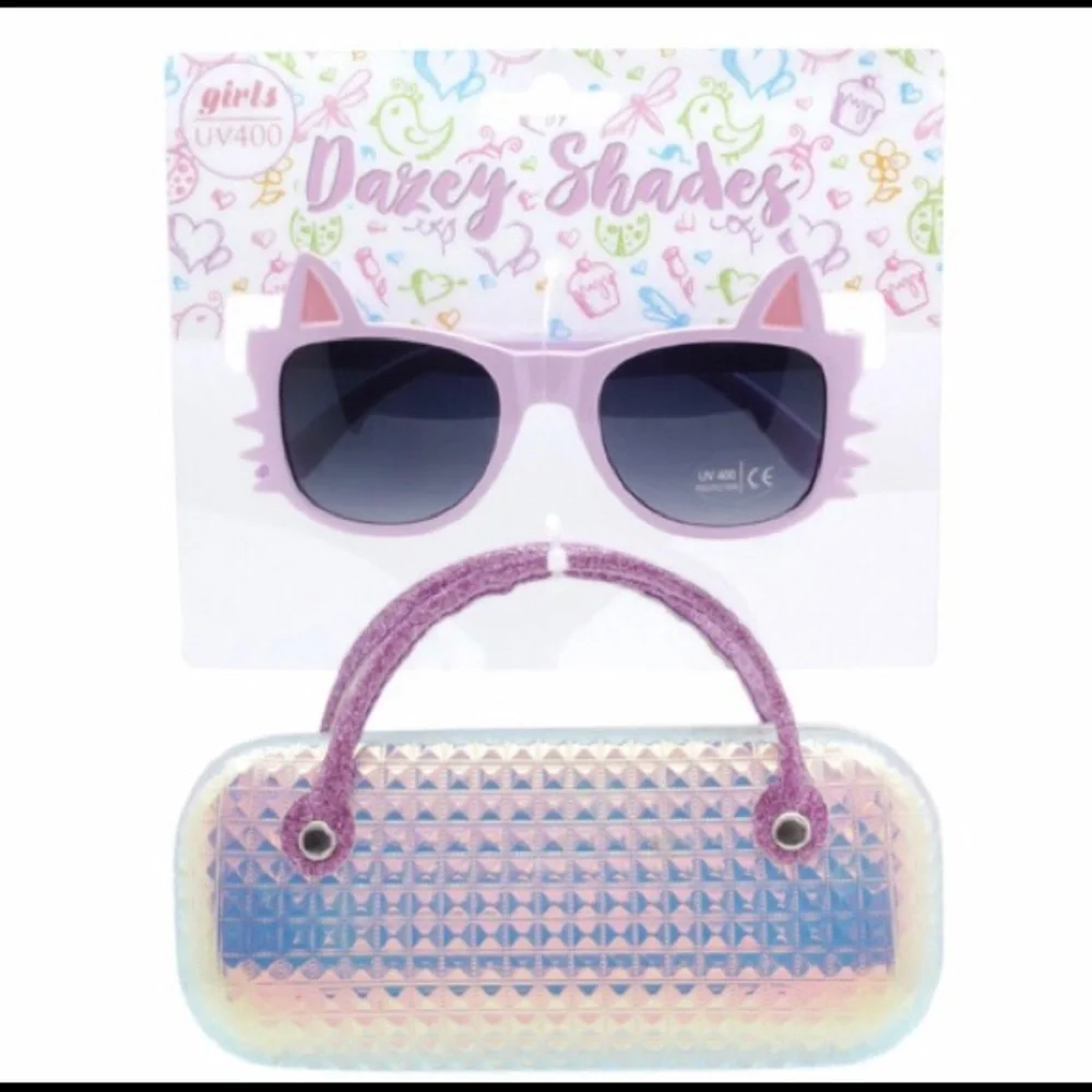 Dazey Shades Girls Kitty Sunglasses w/Case, NWT